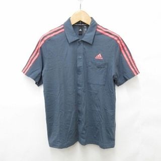 アディダス(adidas)のアディダス adidas スポーツ ゴルフ シャツ 半袖 ブルー グレー L(その他)