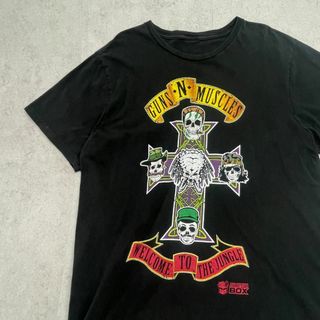 ヴィンテージ(VINTAGE)のGUNS N MUSCLES　スカル　骸骨　半袖Tシャツ　古着　ブラック　XL(Tシャツ/カットソー(半袖/袖なし))