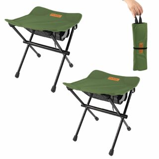 【色: グリーン】KVASS アウトドアチェア 折りたたみ椅子 コンパクト 持ち(テーブル/チェア)