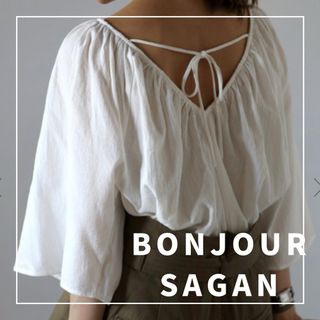 ボンジュールサガン(BONJOUR SAGAN)の専用"新品"コットンリネンギャザーフレアブラウス/BONJOUR SAGAN(シャツ/ブラウス(長袖/七分))