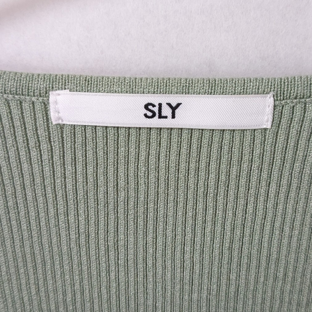 SLY(スライ)のSLY スライ ボリュームスリーブ ドッキングニット 7分袖 ミント F レディースのトップス(ニット/セーター)の商品写真