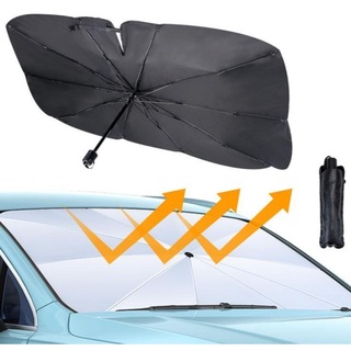 未使用】車用サンシェード 120x60 折畳み式 傘式 フロントガラス 暑さ対策(車内アクセサリ)