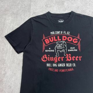 ヴィンテージ(VINTAGE)のBinger Beer　ブルドック　犬　企業　半袖Tシャツ　古着　ブラック　M(Tシャツ/カットソー(半袖/袖なし))