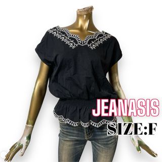 ジーナシス(JEANASIS)のJEANASIS ♥ 大人可愛い バッククロス 刺繍 ペプラム トップス(Tシャツ(半袖/袖なし))