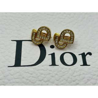 クリスチャンディオール(Christian Dior)のDior ディオール　ヴィンテージ　ロゴ　イヤリング　ラインストーン　刻印(イヤリング)