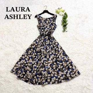 LAURA ASHLEY - 美品 ローラアシュレイ  大きいサイズ ノースリーブ ワンピース リネン 麻