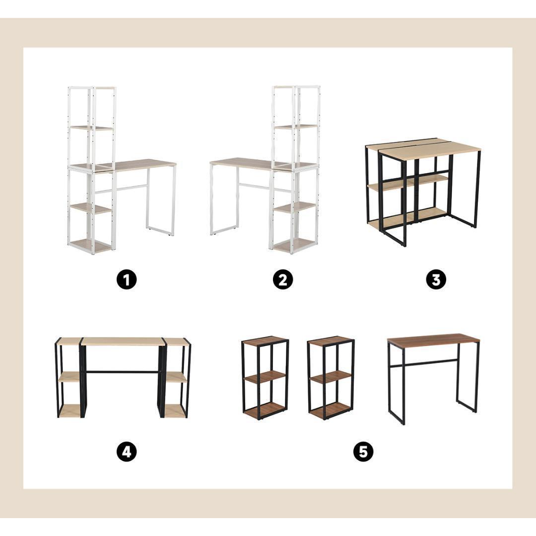 H型パソコンデスク 収納ラック2個付き オフィスデスク