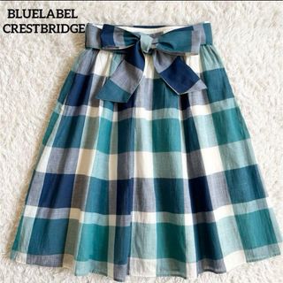 ブルーレーベルクレストブリッジ(BLUE LABEL CRESTBRIDGE)のブルーレーベルクレストブリッジ　膝丈 ひざ丈　スカート フレア　チェック柄(ひざ丈スカート)