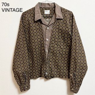 ヴィンテージ(VINTAGE)の70s【Wilshire】短丈総柄開襟シャツ(シャツ)