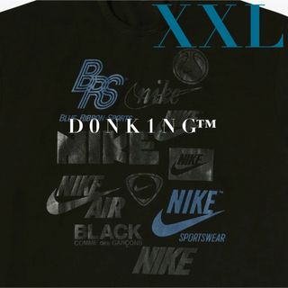 BLACK COMME des GARCONS - 希少 XXL ブラックコムデギャルソン 新作 NIKE 歴代ロゴ Tシャツ 黒