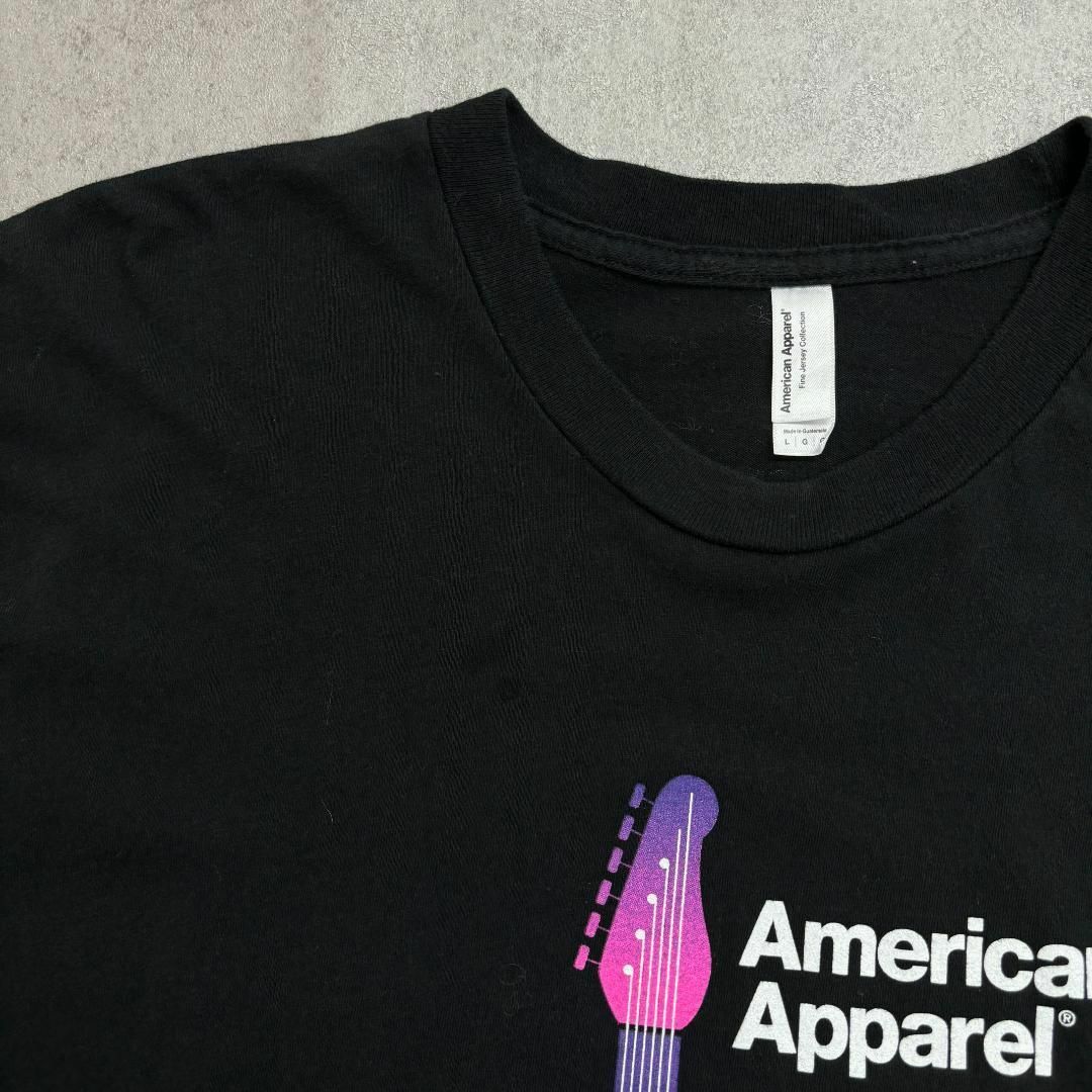 American Apparel(アメリカンアパレル)のギター　ピアノ　楽器イラスト　Tシャツ　古着　ブラック　L メンズのトップス(Tシャツ/カットソー(半袖/袖なし))の商品写真