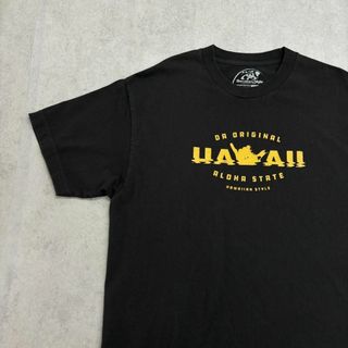 ヴィンテージ(VINTAGE)のハワイ　HAWAII　ロゴプリント　トップス　半袖Tシャツ　古着　ブラック　L(Tシャツ/カットソー(半袖/袖なし))