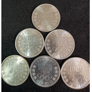 銀貨　東京オリンピック1.000円銀貨silver925汚れ少ない綺麗６枚セット(金属工芸)