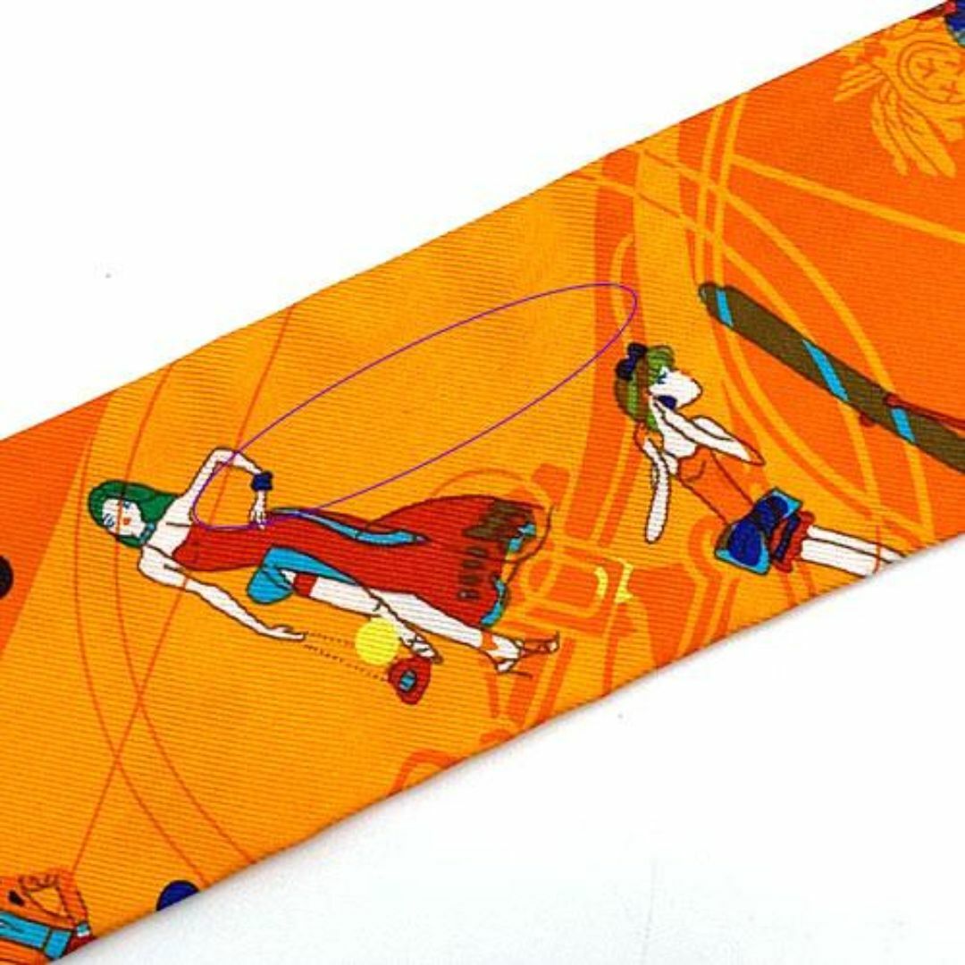 Hermes(エルメス)の極美品 エルメス スカーフ HERMES シルク ツイリー EX-LIBRIS LES PARISIENNE オレンジxターコイズ 063416S OJ10345 レディースのファッション小物(バンダナ/スカーフ)の商品写真