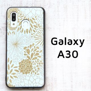 Galaxy A30 ゴールド風 花 ソフトケース カバー(Androidケース)