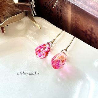 ヨーヨーみたいなガラスドロップのピアス/イヤリング(ピアス)