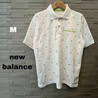 ニューバランス(New Balance)のnew balanceメンズ 半袖 ポロシャツ M 半袖Tシャツ　刺繍ロゴ　緑(ウエア)