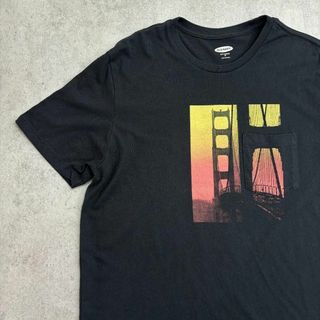 オールドネイビー(Old Navy)の橋　夕焼け　グラフィック　OLD NAVY　Tシャツ　古着　ブラック　M(Tシャツ/カットソー(半袖/袖なし))