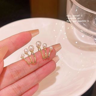 3連ピアス レディース フープピアス 韓国 パール アクセサリー(ピアス)