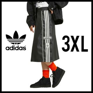 adidas - adidas★フェイクレザー アディブレイクスカート★黒★3XL★レディース