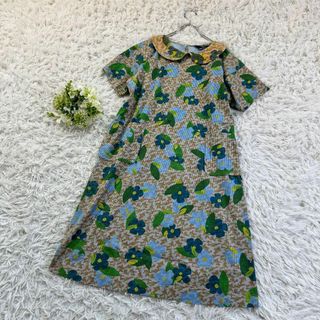 tricot COMME des GARCONS - コムデギャルソン ワンピース 丸襟 Sサイズ 美品 花柄 迷彩 春夏 半袖 緑