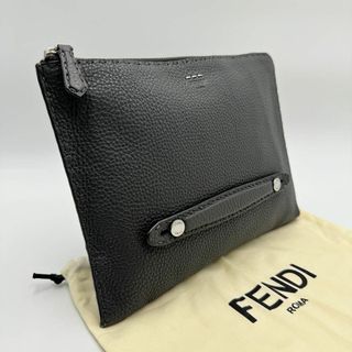 フェンディ(FENDI)のFENDI クラッチバッグ セレリア グレー レザー 美品 訳あり シルバー金具(セカンドバッグ/クラッチバッグ)