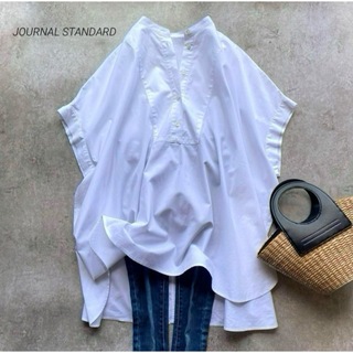 JOURNAL STANDARD - ジャーナルスタンダード 美品 バンドカラー ワイドシャツ 白 ホワイト ポンチョ