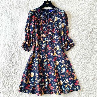 ブルーレーベルクレストブリッジ(BLUE LABEL CRESTBRIDGE)のブルーレーベルクレストブリッジ　花柄　フラワー　ワンピース　フリル　リボン　36(ひざ丈ワンピース)