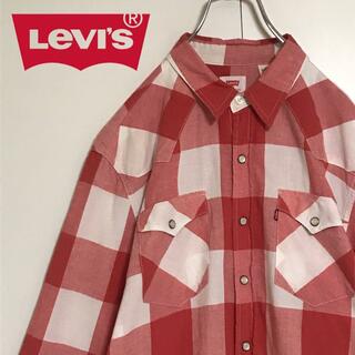 Levi's - 【美品】リーバイス　ロゴ入り長袖ウエスタンシャツ　レッド　人気定番　H916