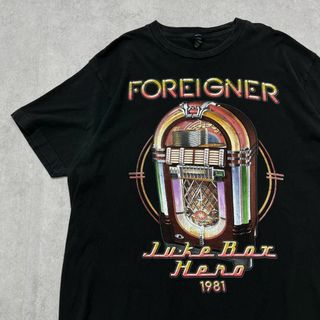 ミュージックティー(MUSIC TEE)のFOREIGNER　フォリナー　ロックバンド　Tシャツ　古着　ブラック　XL(Tシャツ/カットソー(半袖/袖なし))