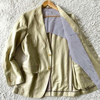 ユニクロ(UNIQLO)の美品　ユニクロ　テーラードジャケット　麻混　リネン　ベージュ　サマー　XL(テーラードジャケット)