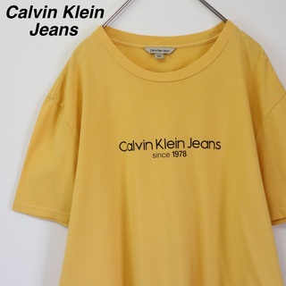 【2XLサイズ】カルバンクラインジーンズ／Tシャツ　デカロゴ　センターロゴ　黄色