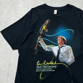 ミュージックティー(MUSIC TEE)のポールマッカートニー　ビートルズ　両面プリント　Tシャツ　古着　ブラック　L(Tシャツ/カットソー(半袖/袖なし))