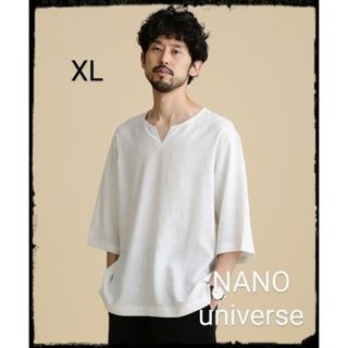 ナノユニバース(nano・universe)の【美品】LB.04/フレンチリネンプルオーバーシャツ 五分袖(Tシャツ/カットソー(半袖/袖なし))