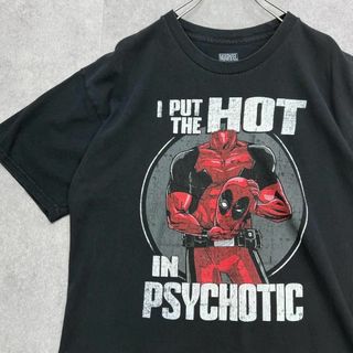 マーベル(MARVEL)のデットプール　ヒーロー　マーベル　半袖Tシャツ　古着　ブラック　黒　L(Tシャツ/カットソー(半袖/袖なし))