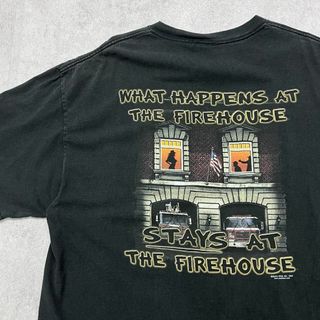 ヴィンテージ(VINTAGE)のFIREHOUSE　消防車　トップス　半袖Tシャツ　古着　ブラック　黒　XL(Tシャツ/カットソー(半袖/袖なし))