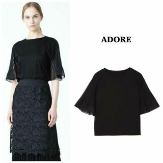 アドーア(ADORE)の【ADORE】スイスコットンスムースカットソー　ブラウス　フレアスリーブ　38(シャツ/ブラウス(半袖/袖なし))