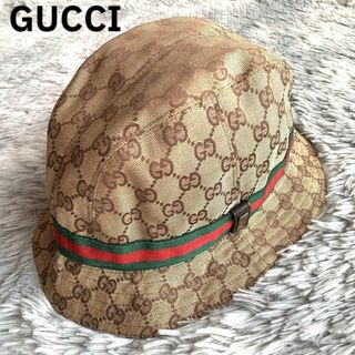 グッチ(Gucci)のGUCCI グッチ GGキャンバス バケットハット 帽子 総柄 L(ハット)