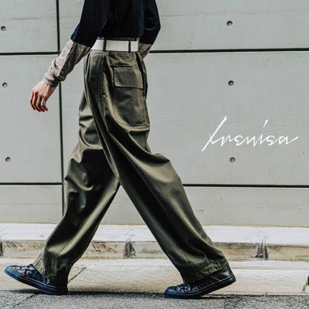 IRENISA VOLUME PANTS WITH LINEN BELT BK メンズのパンツ(スラックス)の商品写真