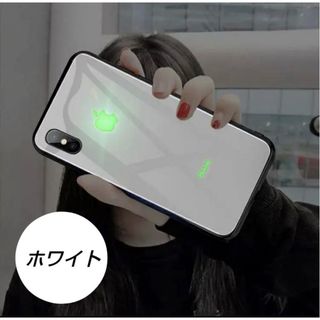 光る iPhone12promax ホワイト LED led 発光 カラフル(iPhoneケース)