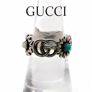 グッチ(Gucci)のグッチ 925 シルバー　カラーストーン ダブルG フラワー リング(リング(指輪))