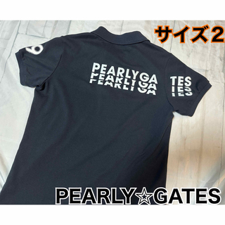 PEARLY GATES - パーリーゲイツ　ポロシャツ　サイズ２　ネイビー　レディース