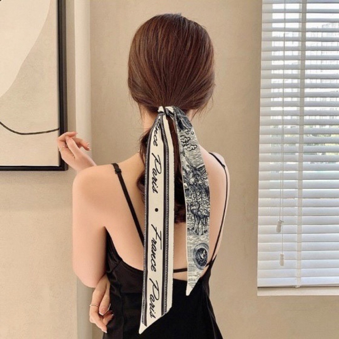ヘアアクセ ヘアアクセサリー スカーフ リボン  髪飾り おしゃれ コマドリ レディースのファッション小物(バンダナ/スカーフ)の商品写真
