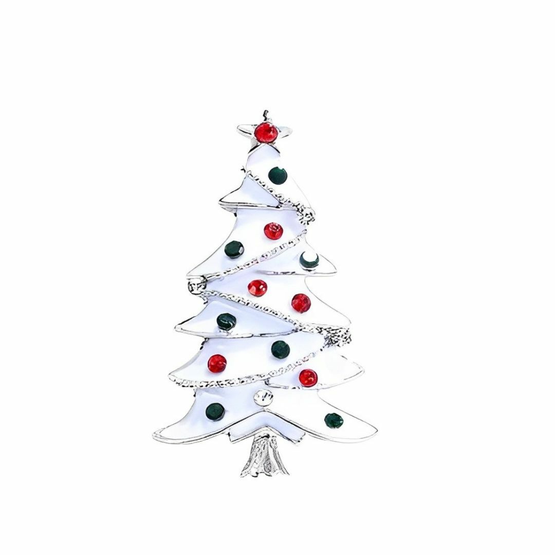 S1738 クリスマスツリー モチーフ ブローチ/シルバー レディースのアクセサリー(ブローチ/コサージュ)の商品写真