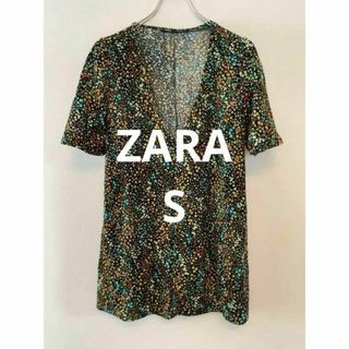 ZARA ザラ ワンピース 花柄 膝丈 サイズS ヴィンテージ ポルトガル製(ひざ丈ワンピース)