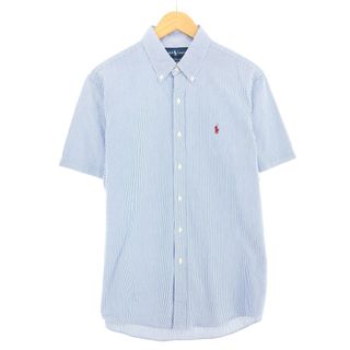 ラルフローレン(Ralph Lauren)の古着 ラルフローレン Ralph Lauren POLO by Ralph Lauren CUSTOM FIT シアサッカー 半袖 ボタンダウン ストライプシャツ メンズL /eaa447585(シャツ)