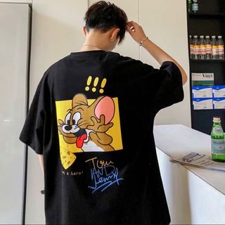 Tシャツ トムとジェリー ジェリー L XL XXL 黒 ブラック ユニセックス(Tシャツ/カットソー(半袖/袖なし))