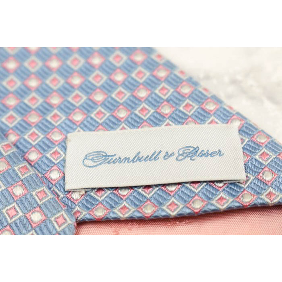 ターンブル＆アッサー ブランド ネクタイ ドット 格子柄 PO  メンズ ブルー Turnbull & Asser 英国王室御用達 メンズのファッション小物(ネクタイ)の商品写真