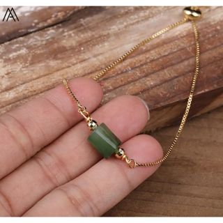 【天然石】✨ 深緑色の翡翠ブレスレット　dark green jade  (ブレスレット/バングル)