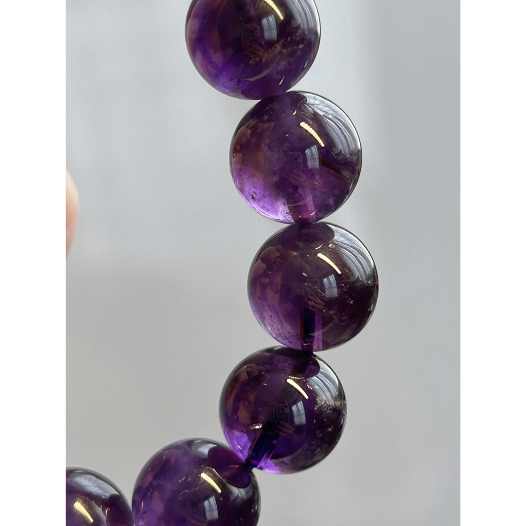 【パンダの工房】紫水晶天然石アメジストメンズブレスレット精神安定冷静平和アップ メンズのアクセサリー(ブレスレット)の商品写真
